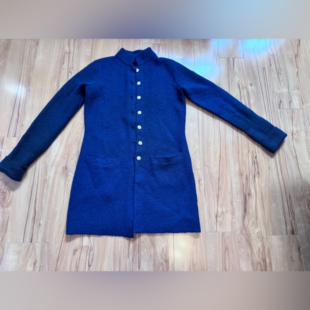 Adrienne Vittadini Navy Button-Up Cardigan